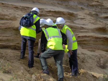 A section of Lower Greensand Formation being examined by BGG members. 
