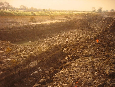 At Watermead, Aylesbury, a 27 acre lake was excavated out of Kimmeridge Clay. Two pale grey layers can be seen; the upper is the Wheatley Nodule Bed, while the lower is a conspicuous layer of huge concretions within the Holmans Bridge Shale member.